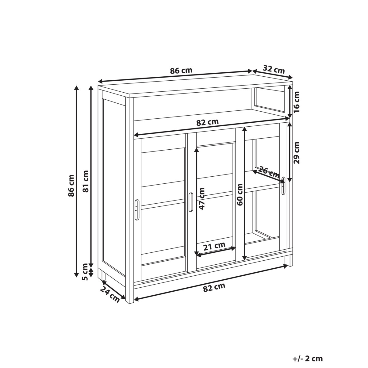 Witryna ze szklaną gablotą CRABTREE 86 cm Biały