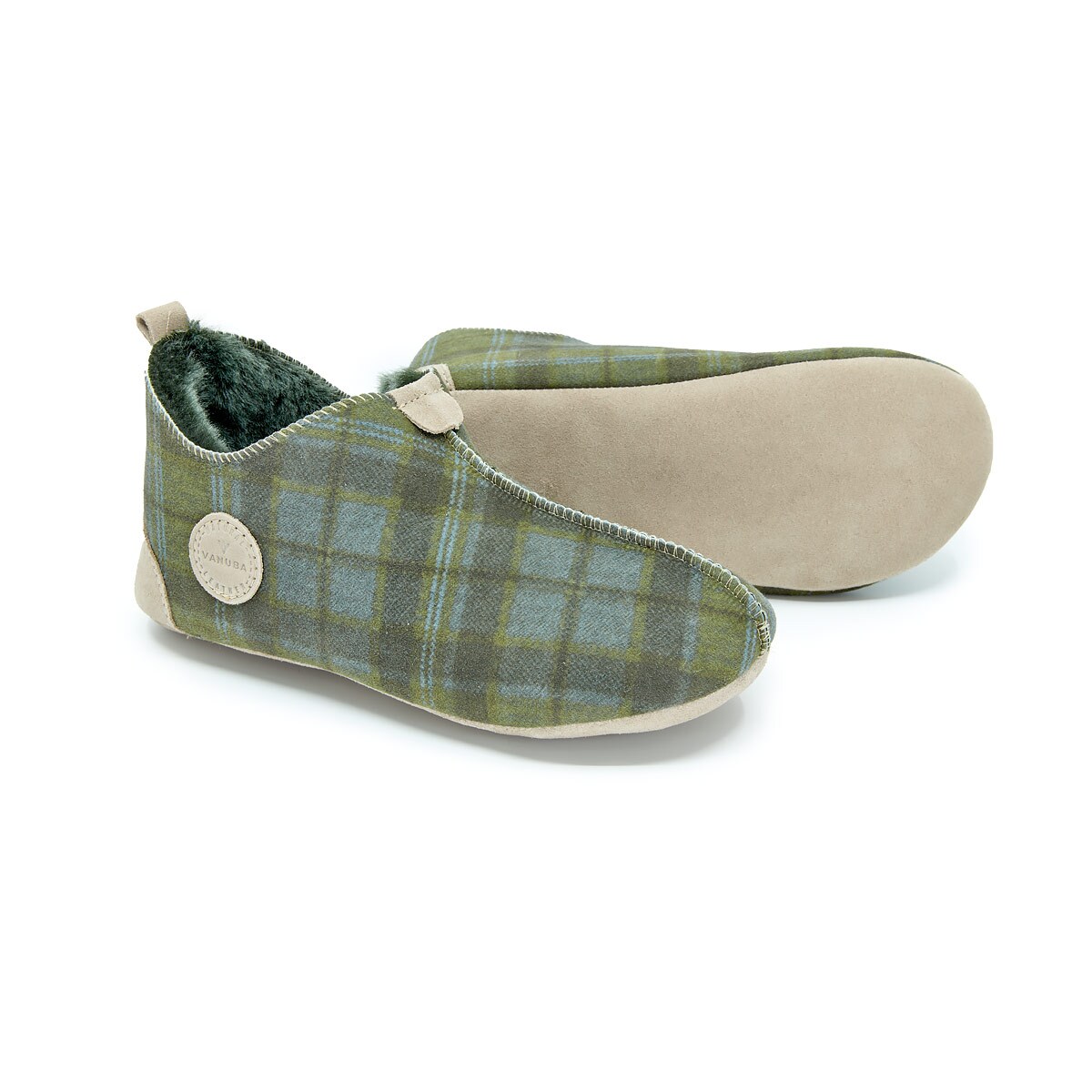 Kapcie damskie OXFORD Tartan zielone 39