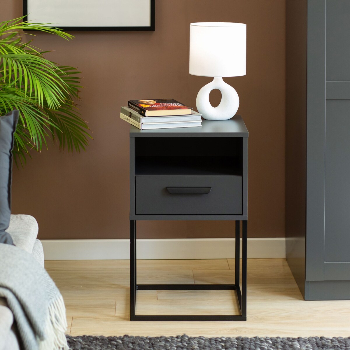 Konsimo RECTUS Zestaw stolików nocnych 2szt.w kolorze antracytowym