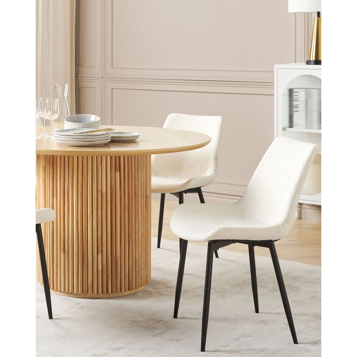 Zestaw 2 krzeseł do jadalni AVILLA Boucle Biały