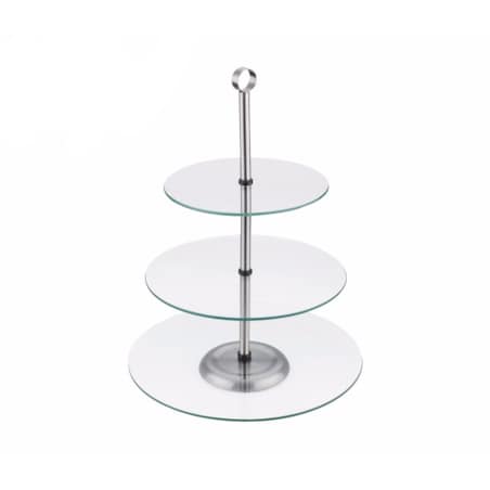 Szklana Patera Kinghoff 3-Poziomowa Na Owoce Ciasta