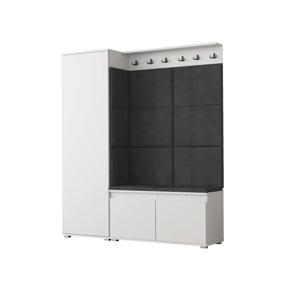 Garderoba z siedziskiem SINGAPUR 154 do przedpokoju biała/szara