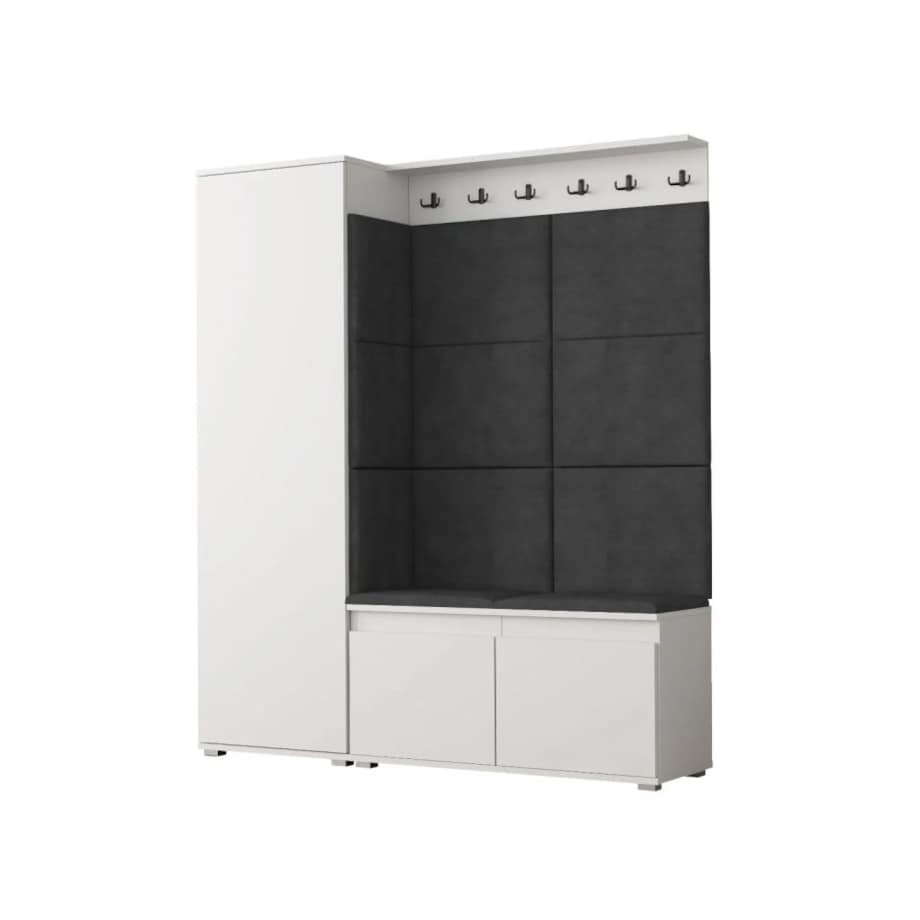 Garderoba z siedziskiem SINGAPUR 154 do przedpokoju biała/szara