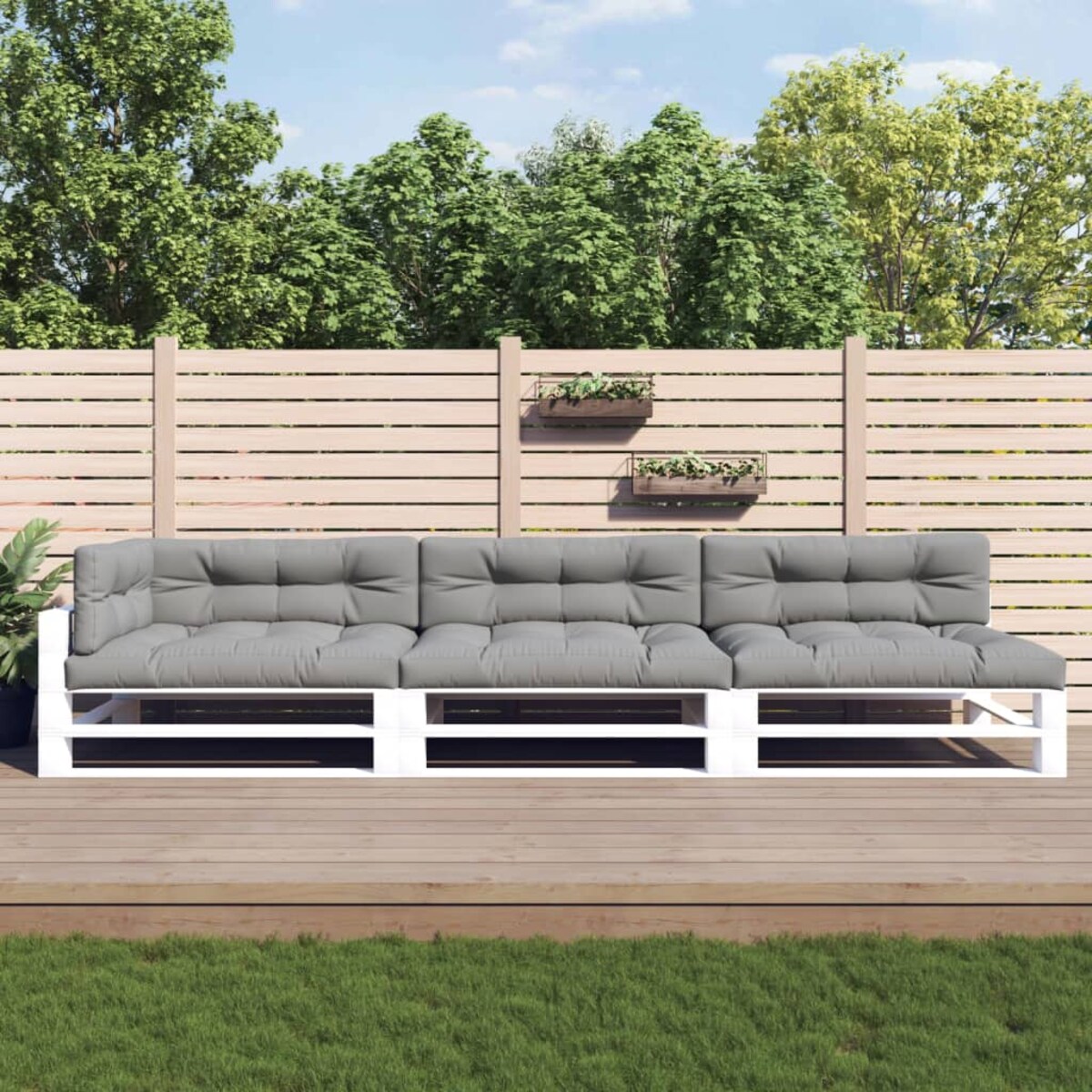 vidaXL Poduszki na palety, 7 szt., szare, tkanina