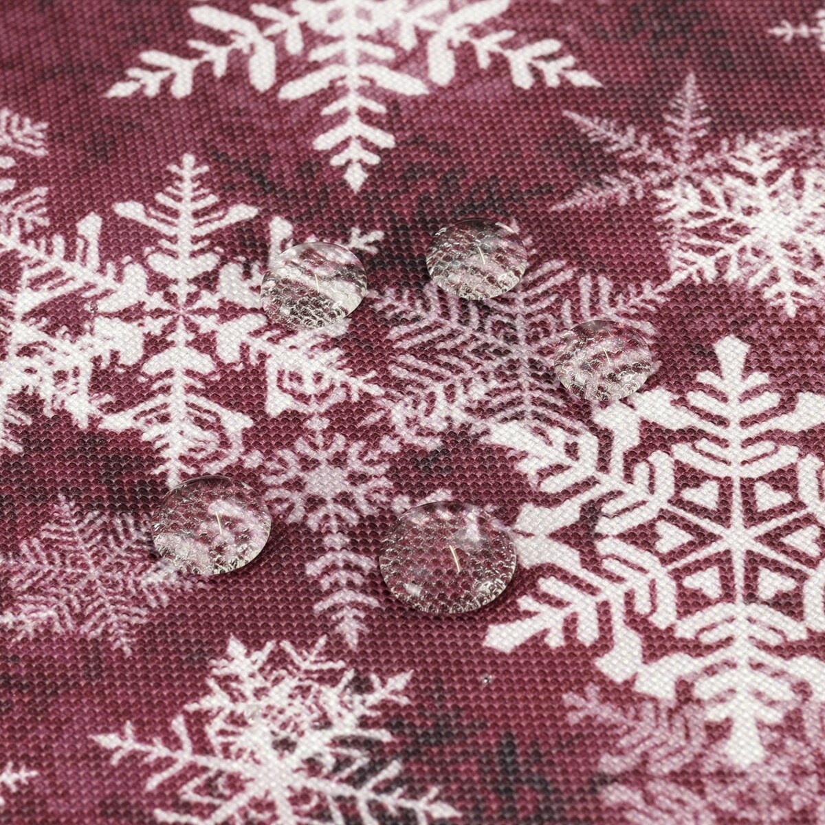 Obrus Bożonarodzeniowy Simon Bordowy w Śnieżynki - 130x220 cm - bordowy