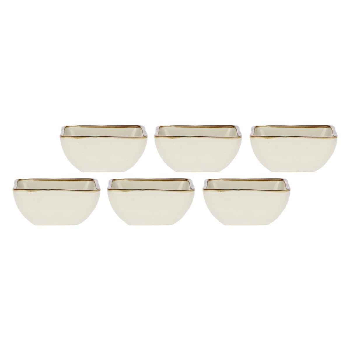 Zestaw 6 kwadratowych miseczek Concerto Avorio - Kość słoniowa, 8 cm