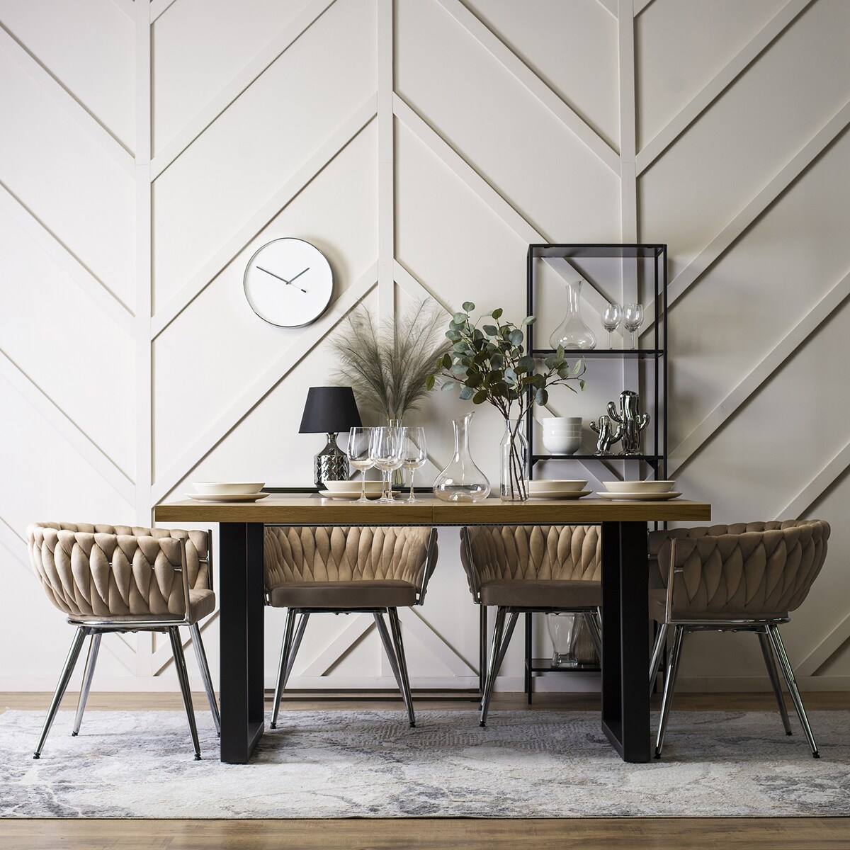 Krzesło Tapicerowane Plecionka Toaletki Loft SIENA Beżowe