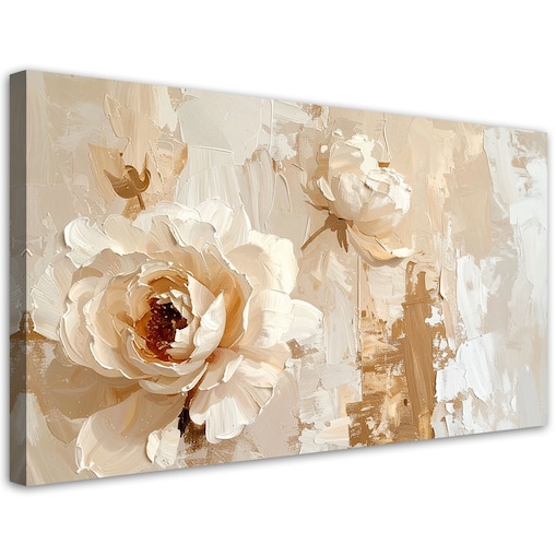 Obraz do salonu sypialni biura spa, Pastelowa Abstrakcja Kwiat róży w kolorach beżu 120x60 cm