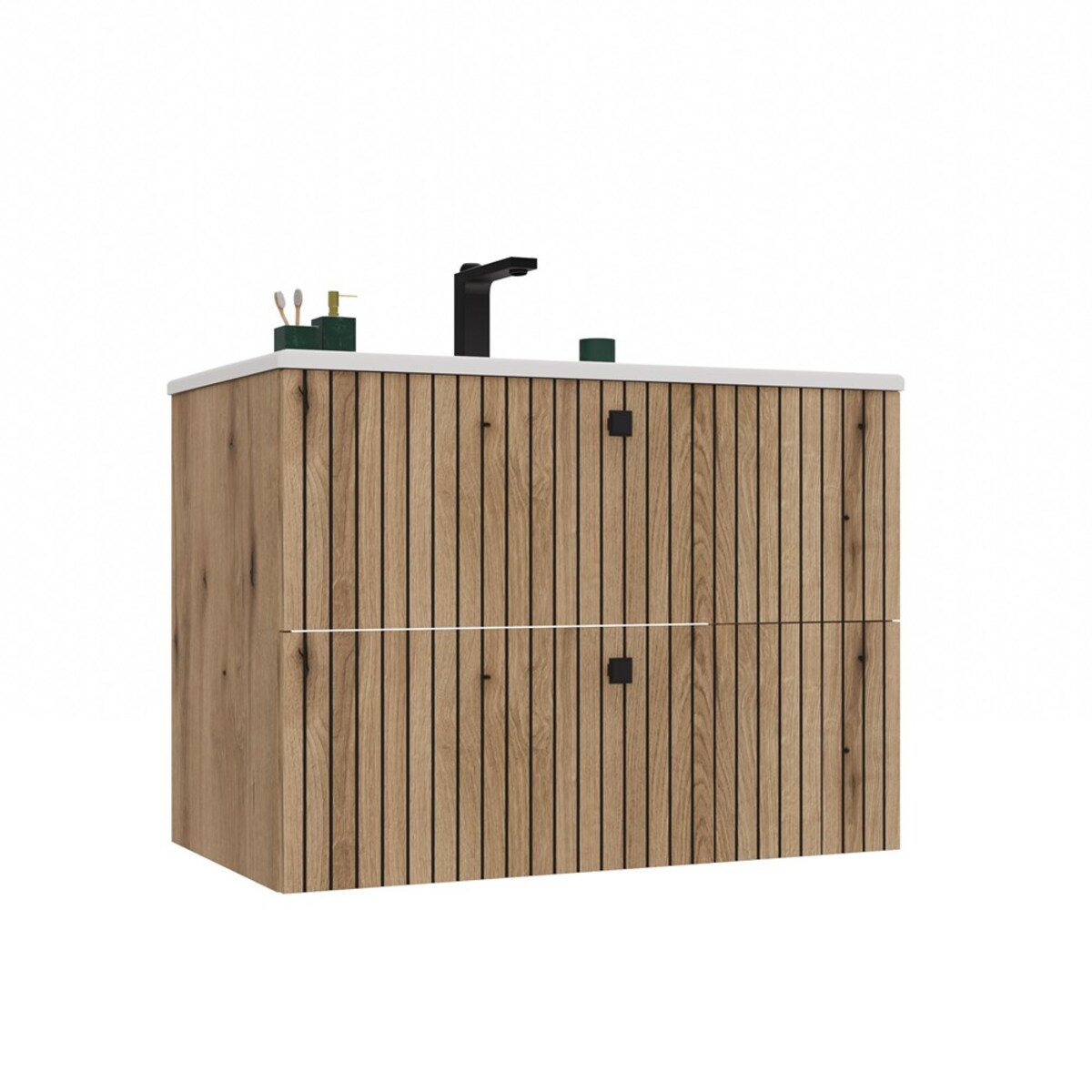 SZAFKA POD UMYWALKĘ TIGO 80 2S DĄB EVOKE RYFLOWANY FRONT + UMYWALKA