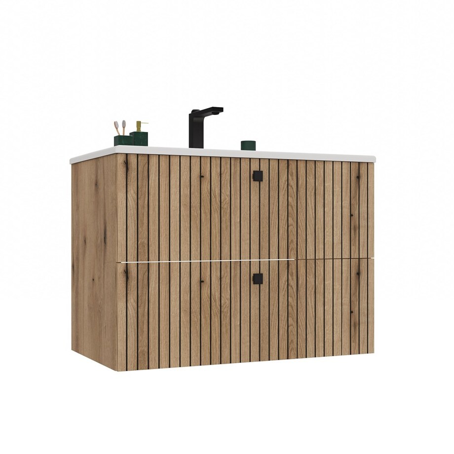SZAFKA POD UMYWALKĘ TIGO 80 2S DĄB EVOKE RYFLOWANY FRONT + UMYWALKA