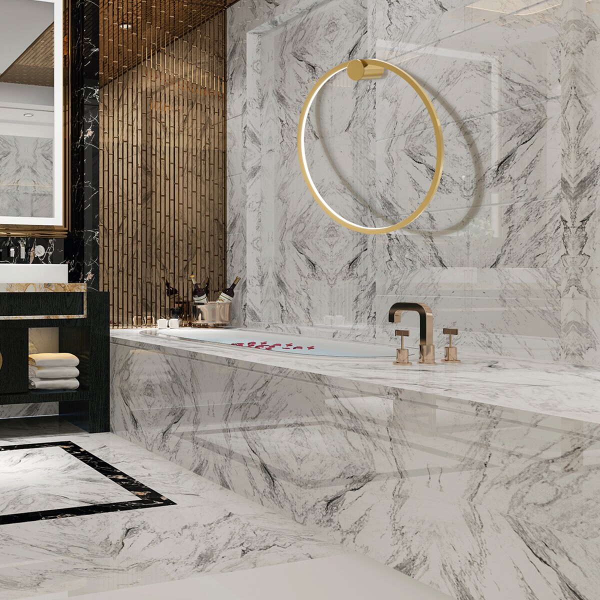 Okrągły kinkiet ścienny Saturno ML8851 Milagro LED 25W 4000K ring IP44 złoty