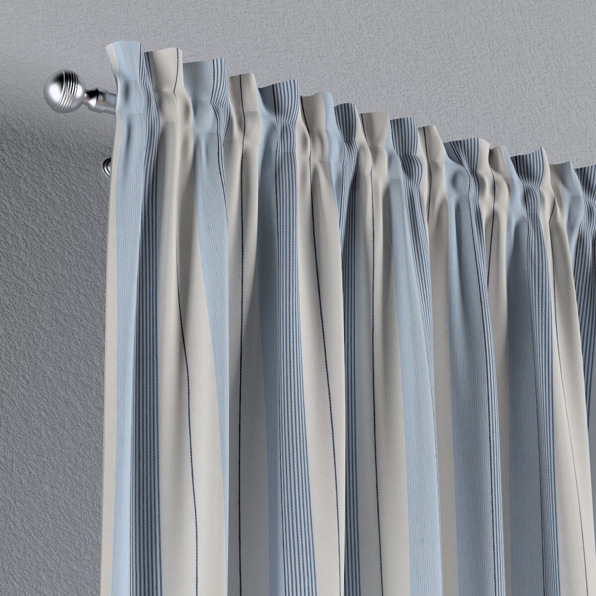 Zasłona na kanale z grzywką 1 szt. 130x245 niebieskie pasy