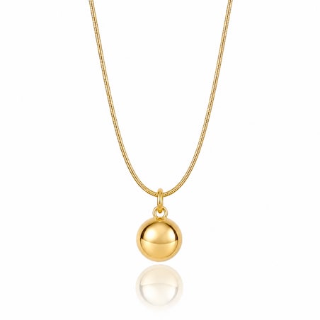 Naszyjnik stal szlachetna pozłacana 14k złotem, kulka NST2356