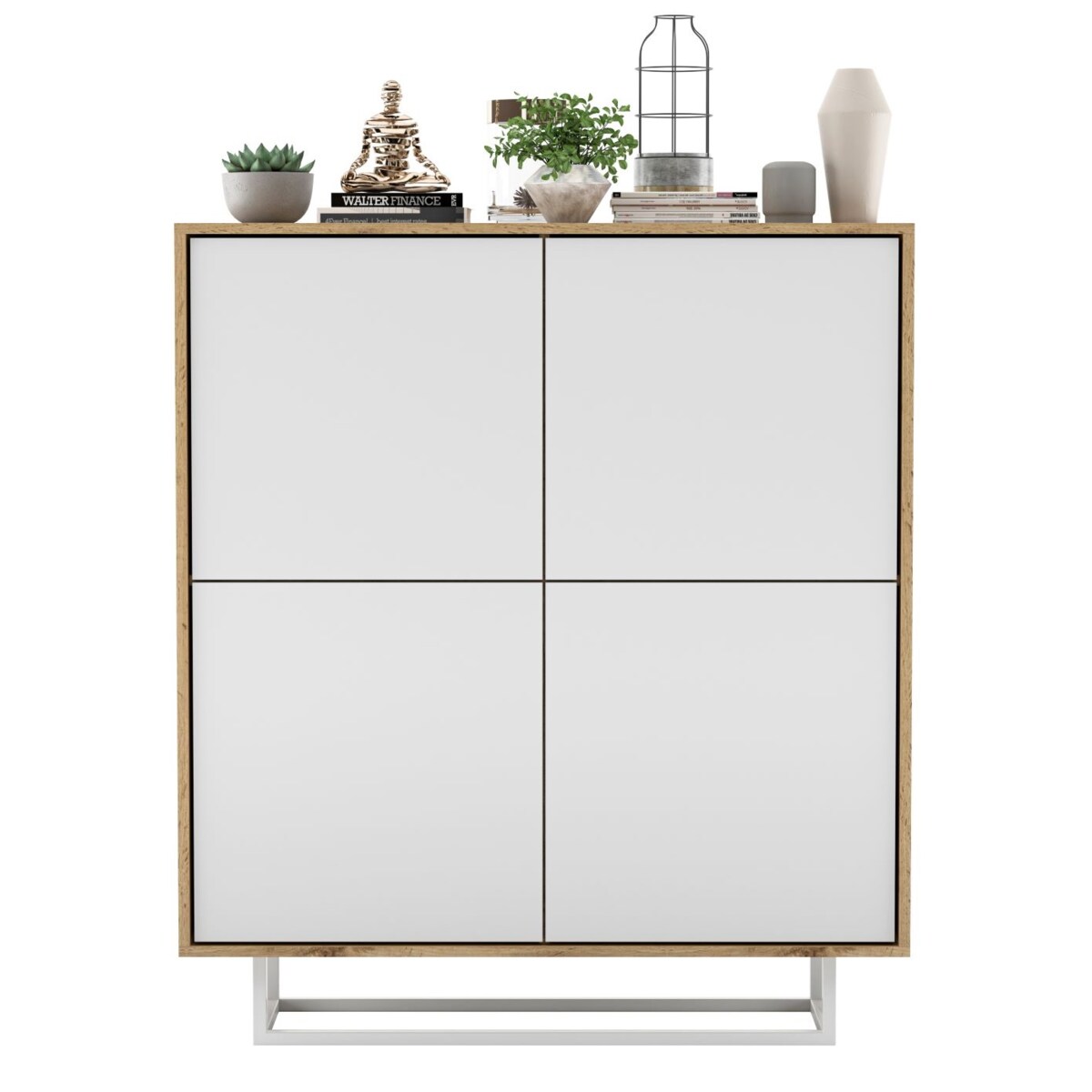 Komoda Loft Szafka RTV Loft Dąb Wotan Biały MAT 113 cm