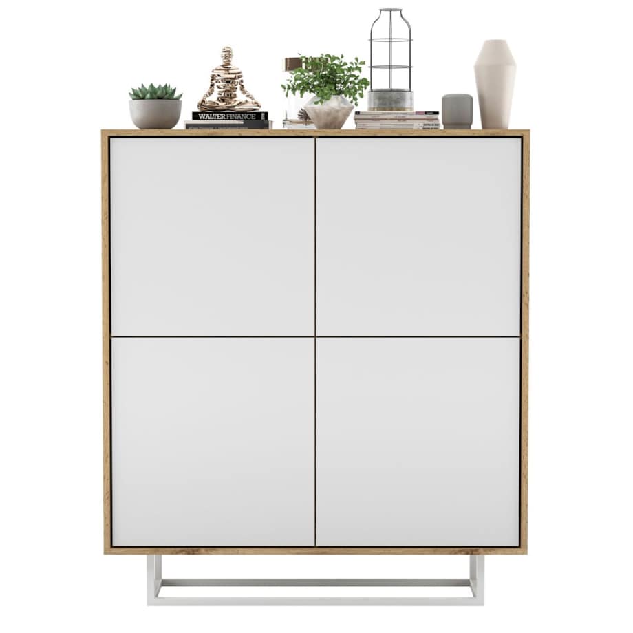 Komoda Loft Szafka RTV Loft Dąb Wotan Biały MAT 113 cm