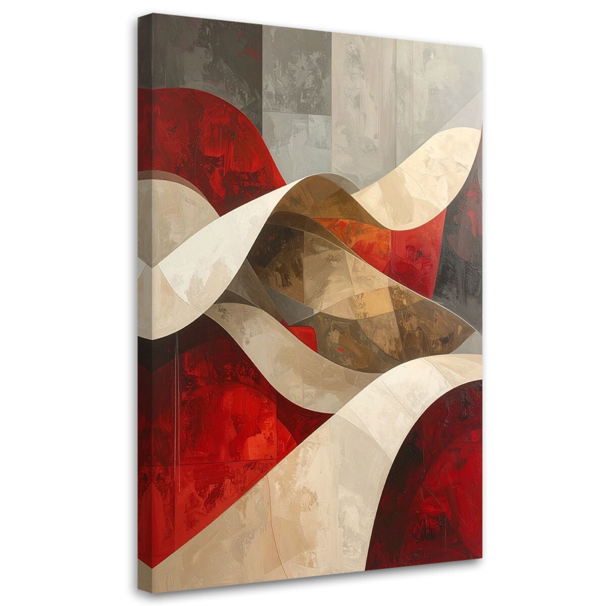 Obraz do salonu sypialni biura loftu, Abstrakcja fale beżowy czerwony