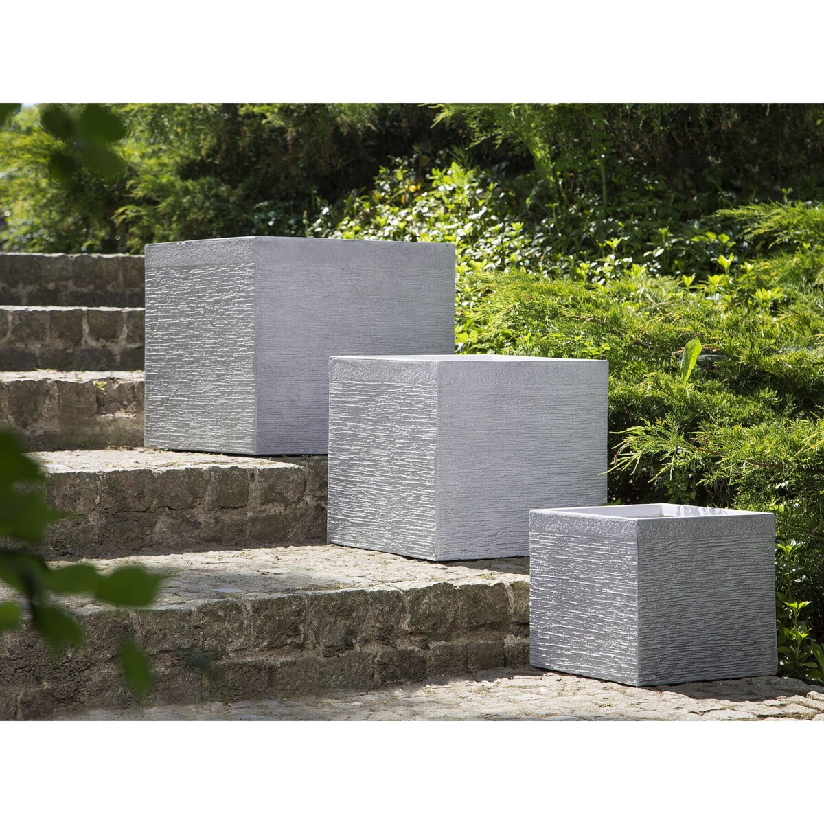 Doniczka kwadratowa 40 x 40 x 38 cm biała PAROS