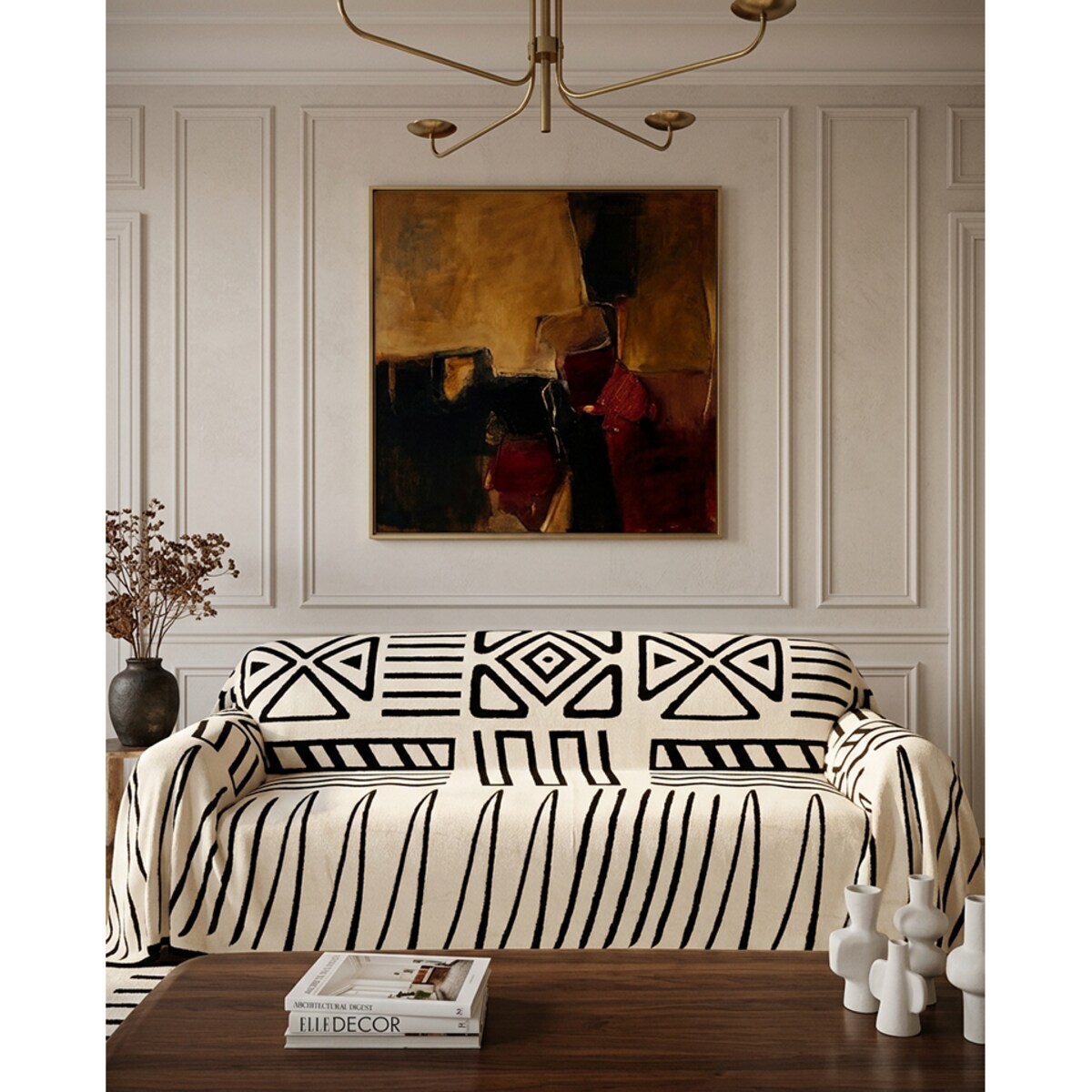 Narzuta pled SHP CORDE 230x180 beżowy czarny