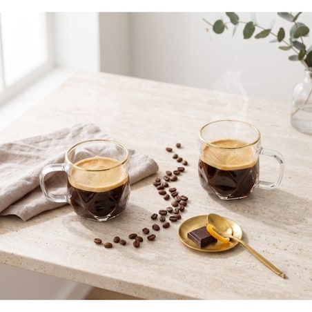 Komplet 2 filiżanki do espresso 120 ml ze złotym rantem Geo Gold 32118
