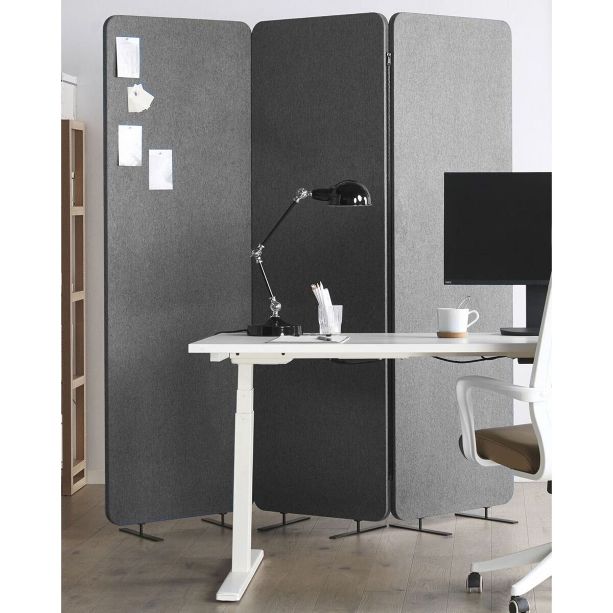 Przegroda biurkowa 184 x 184 cm Szary STANDI