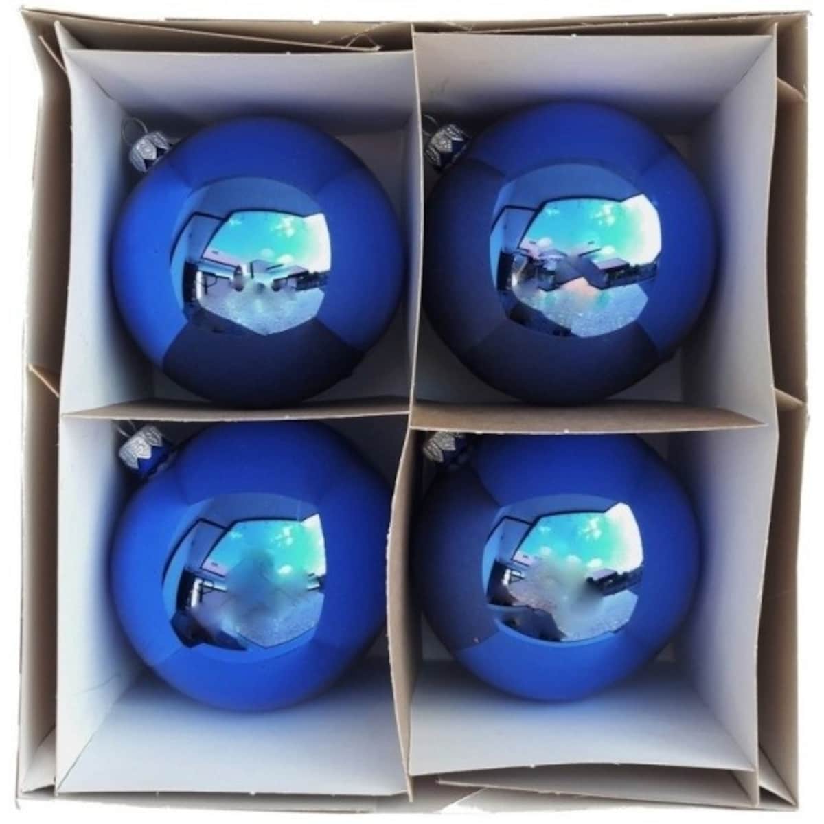 Bombka szklana 4 szt. Ø 10 cm AMALA niebieska błyszcząca