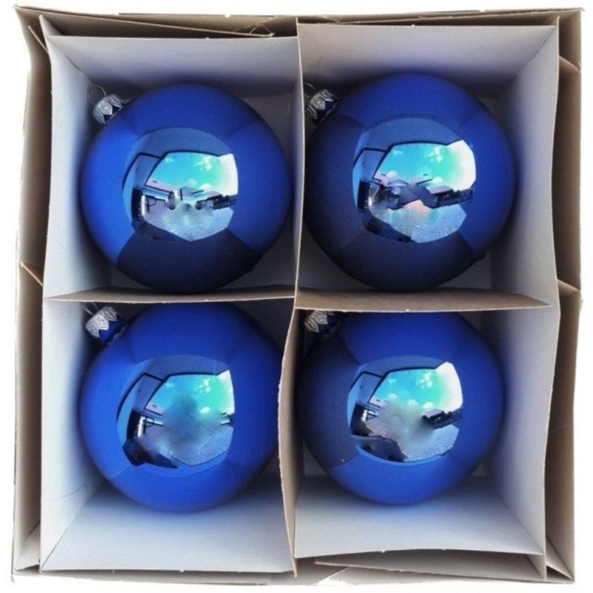 Bombka szklana 4 szt. Ø 10 cm AMALA niebieska błyszcząca