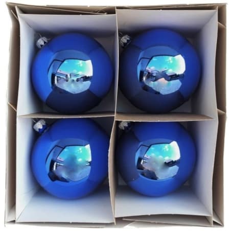 Bombka szklana 4 szt. Ø 10 cm AMALA niebieska błyszcząca