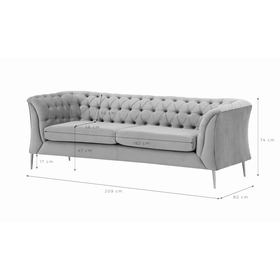 Sofa 2,5-osobowa Chesterfield Modern-Velluto 3