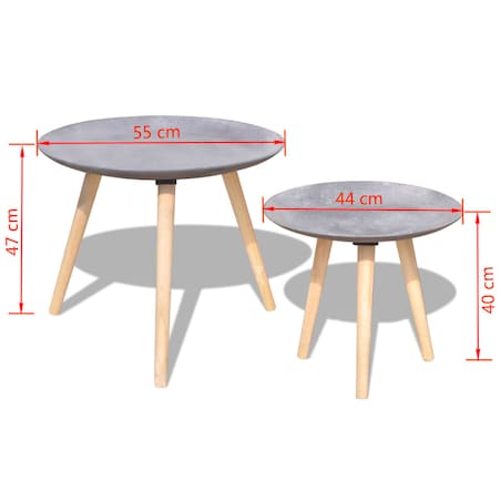 vidaXL Zestaw dwóch stolików, 55 i 44 cm, betonowa szarość