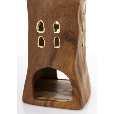 Dolomitowy domek na tea-lighty 20,5x9,5x9 cm brązowy big