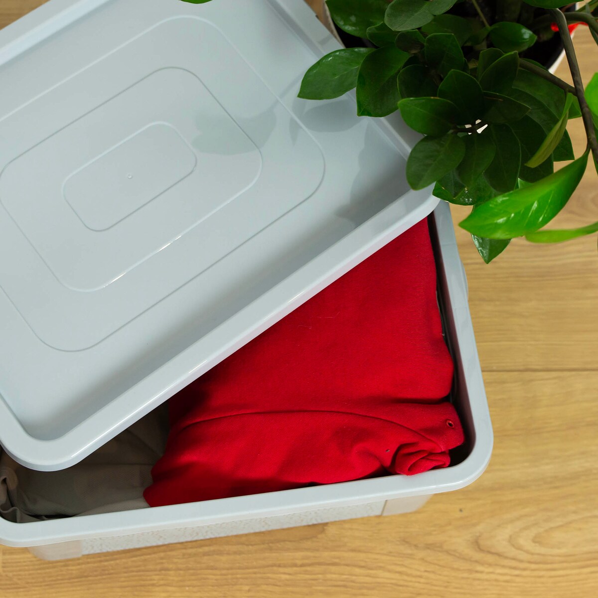 Pojemnik Plastikowy Z Pokrywą Duży Zamykany Pudełko Box Szary 20L