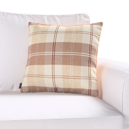 Poszewka Kinga na poduszkę 50x50 krata brązowo-beżowa