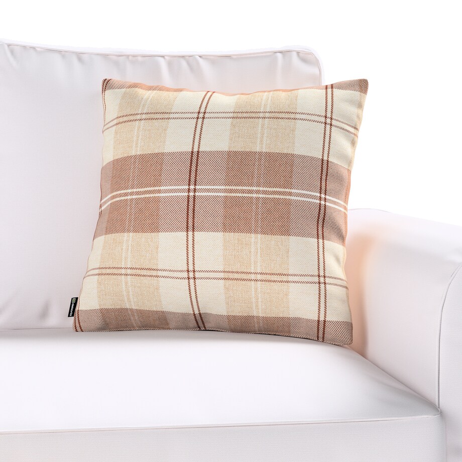 Poszewka Kinga na poduszkę 50x50 krata brązowo-beżowa