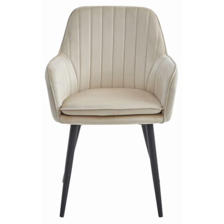 Krzesło Do Jadalni Kuchni Salonu Lugo - Aksamit Beż / Nogi Czarne X 2