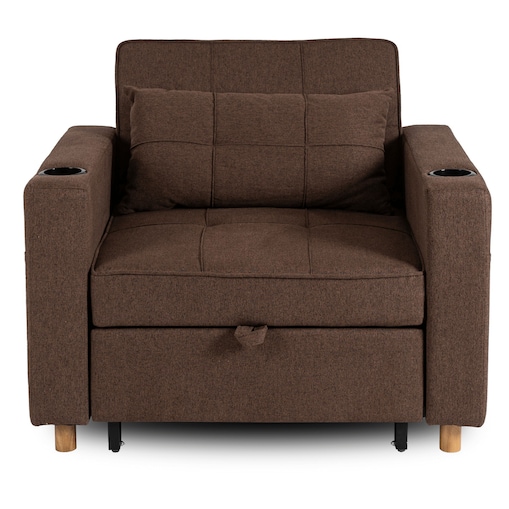 Amerykanka Fotel Rozkładany Sofa Do Spania Wypoczynkowy Brązowy SOLOR