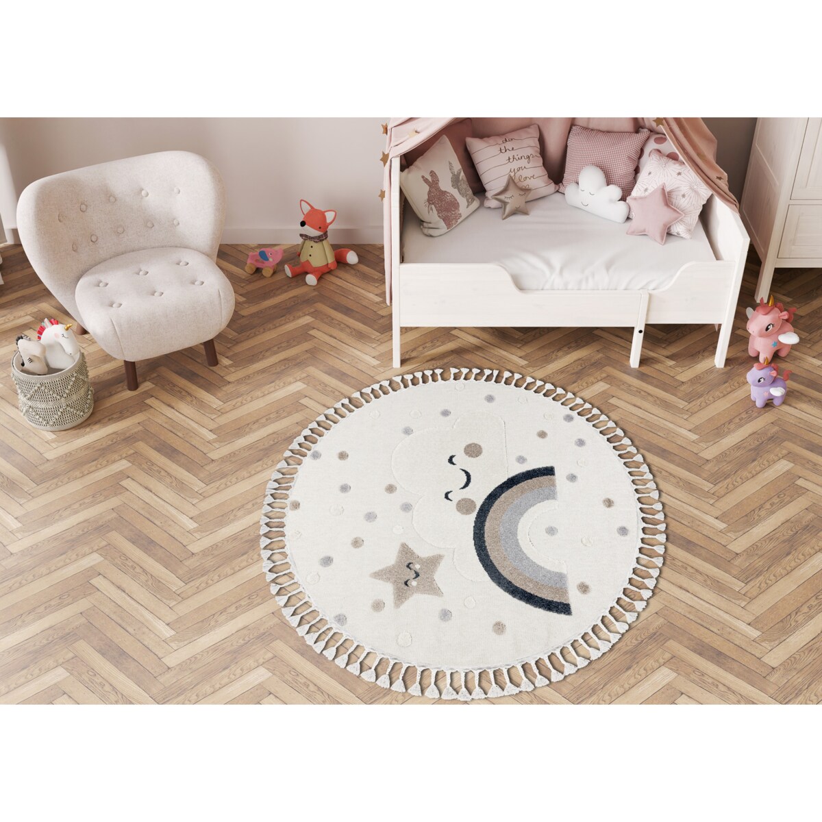 Dywan YOYO EY78 koło biały / beż - koło 160 cm