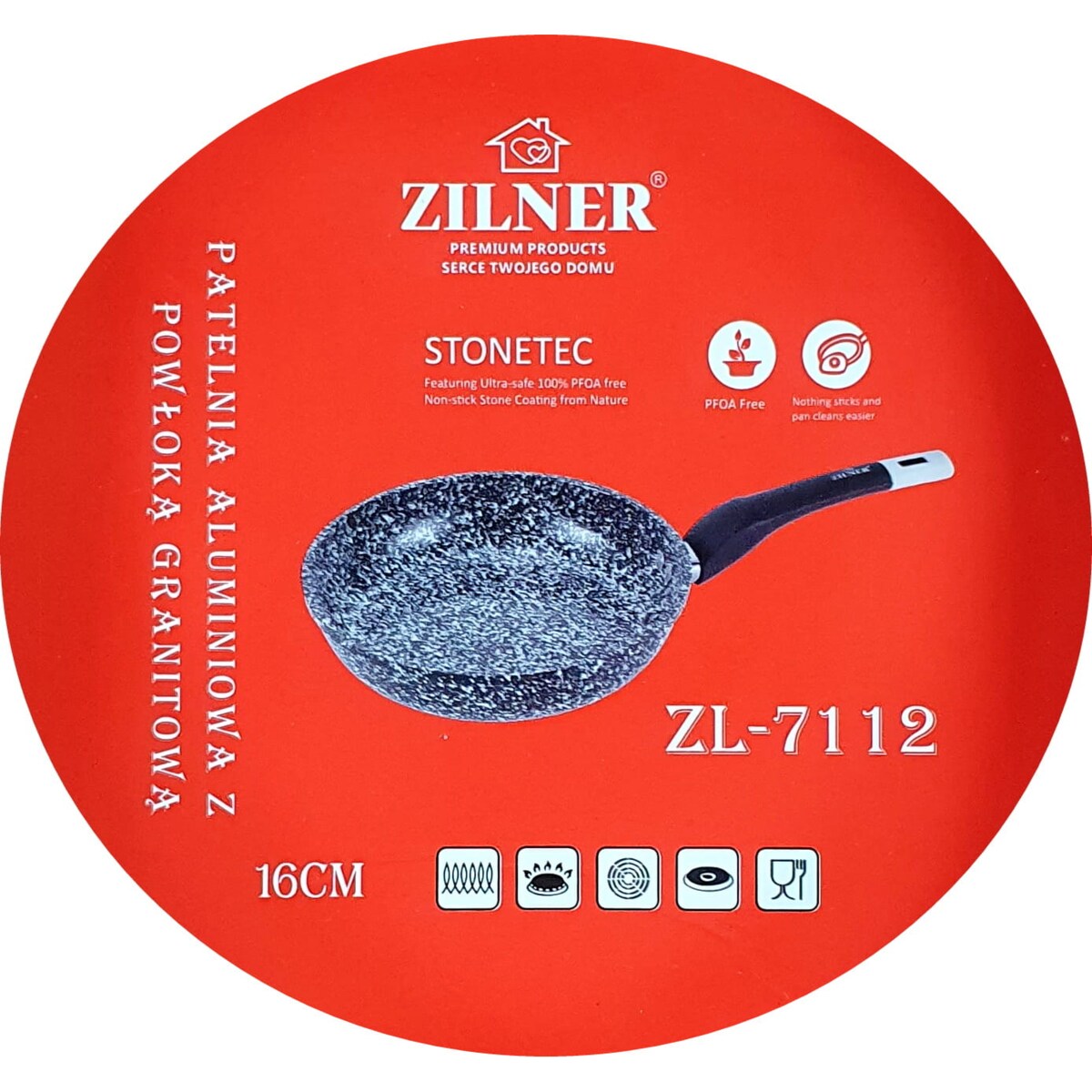 MAŁA PATELNIA MARMUROWA CERAMICZNA 16CM SZARA GAZ ZILNER
