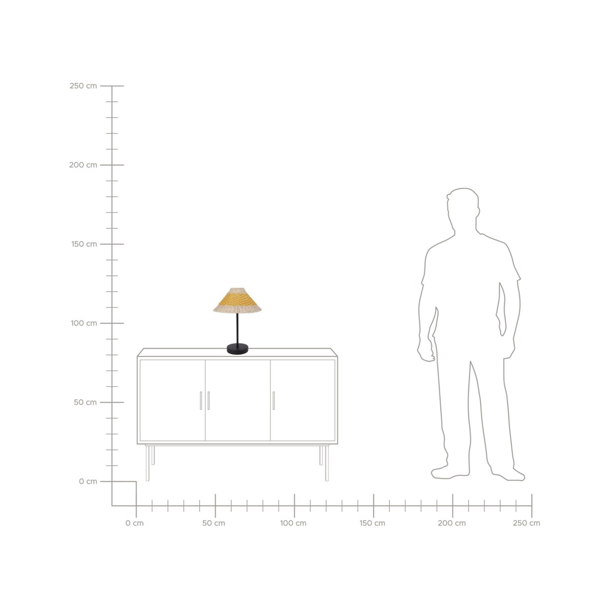 Lampa stołowa pleciona beżowa z żółtym MOMBA