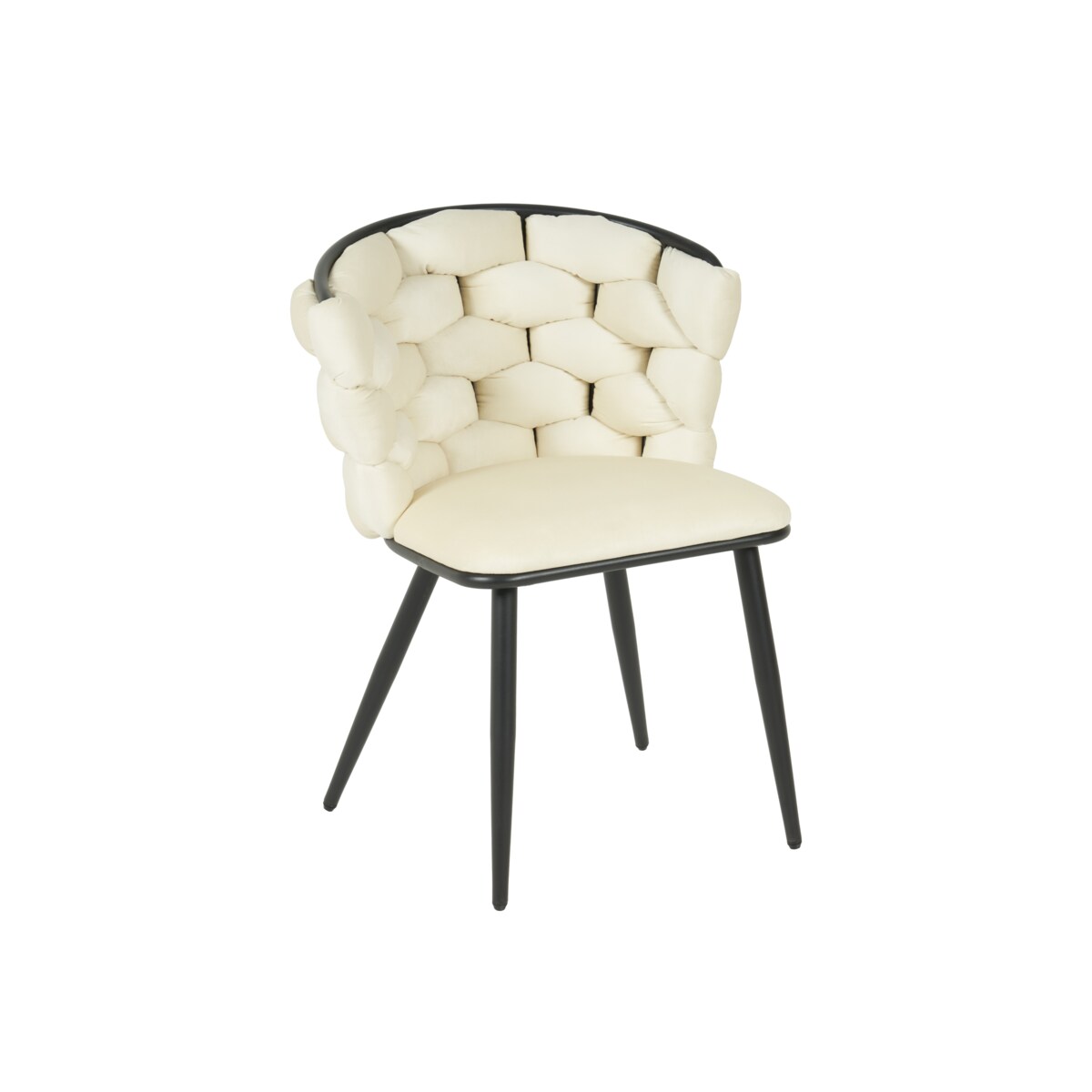 KRZESŁO WELUROWE DO JADALNI SALONU ZOYA BEŻOWE CZARNE NOGI TAPICEROWANE