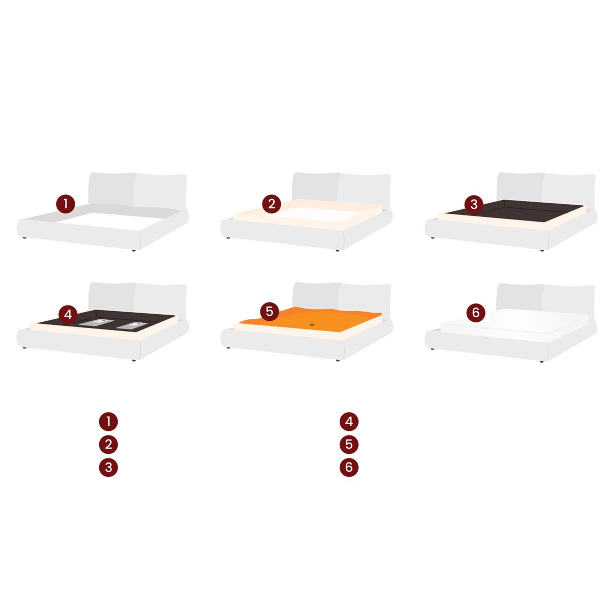 Łóżko wodne BAJONNA 180 x 200 cm Jasnoszary