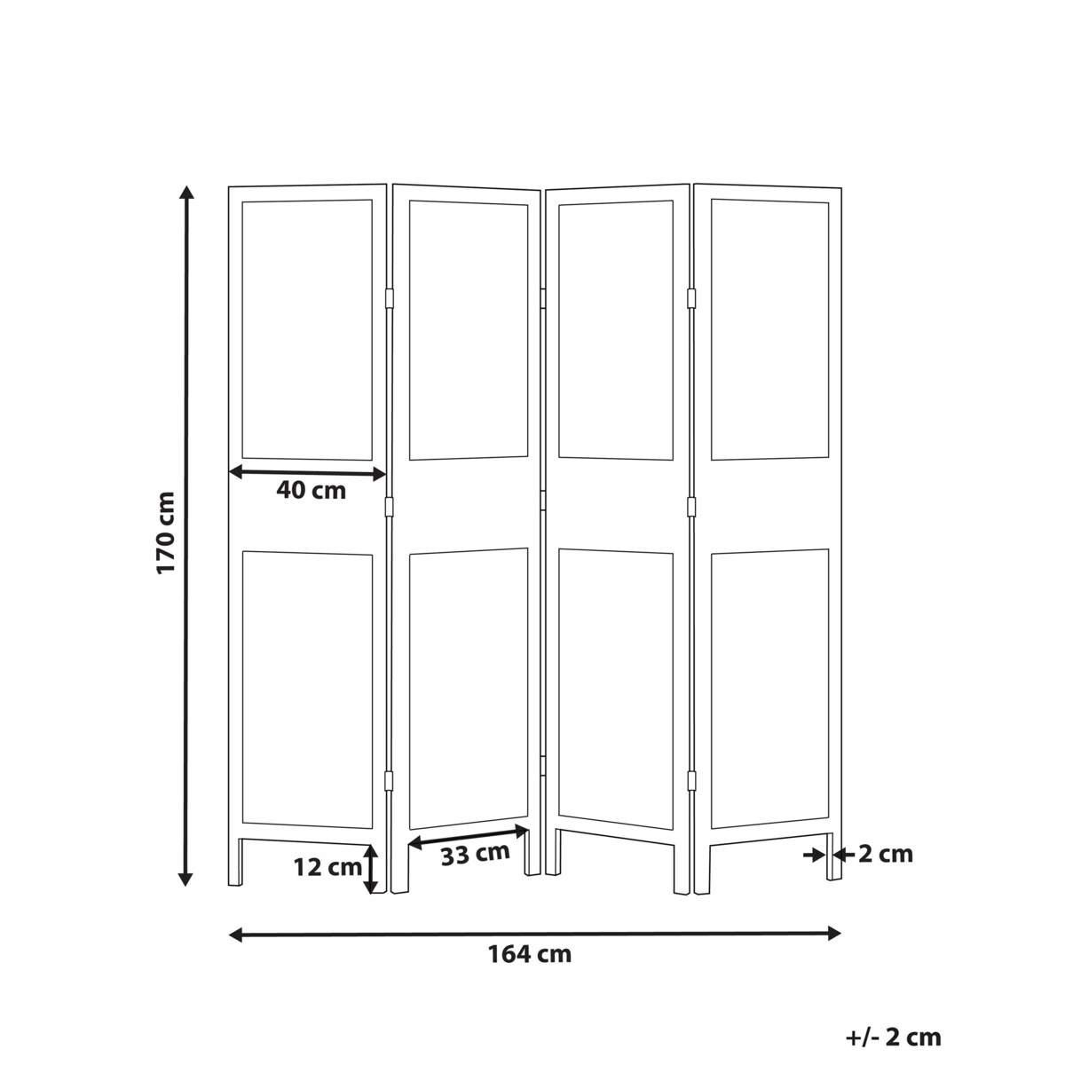 4-panelowy składany parawan pokojowy drewniany 170 x 164 cm jasne drewno BRENNERBAD