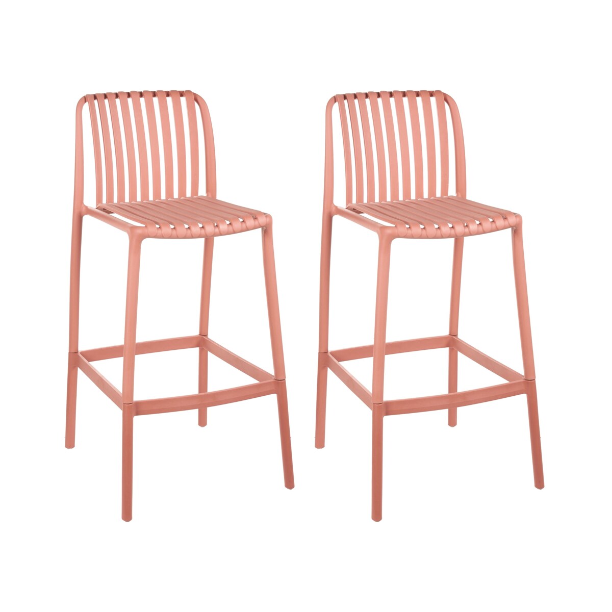 Zestaw 2 krzeseł barowych ARICCIA Materiał syntetyczny Jasnoczerwony