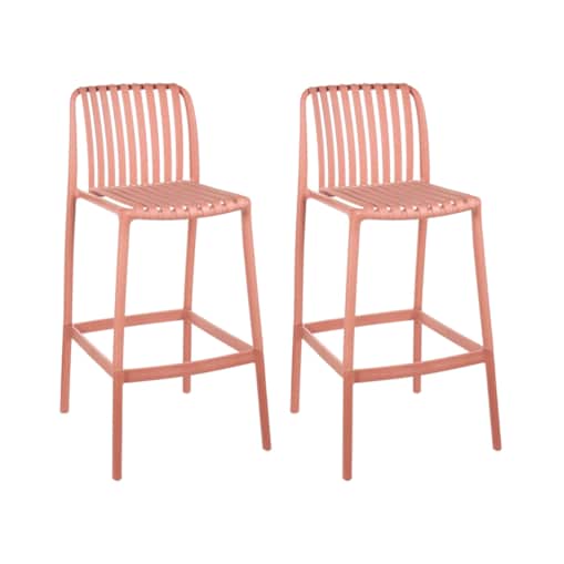 Zestaw 2 krzeseł barowych ARICCIA Materiał syntetyczny Jasnoczerwony