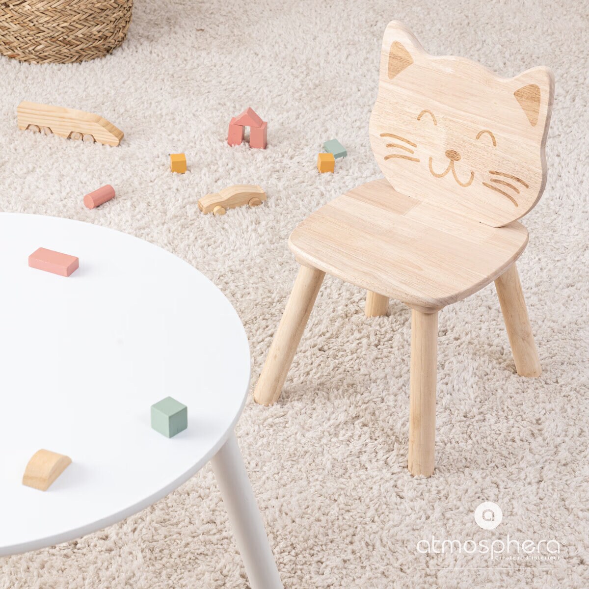 Drewniane krzesełko dla dzieci kotek CAT, 30 x 28 x 50 cm