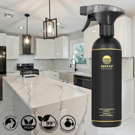 Płyn do czyszczenia marmuru, granitu, spieków i... -KEDAZO Stone Countertops Cleaner — zawsze bez smug, zawsze elegancko.