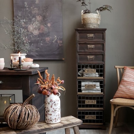 Komoda szafka z szufladami i drucianymi koszami 139 cm