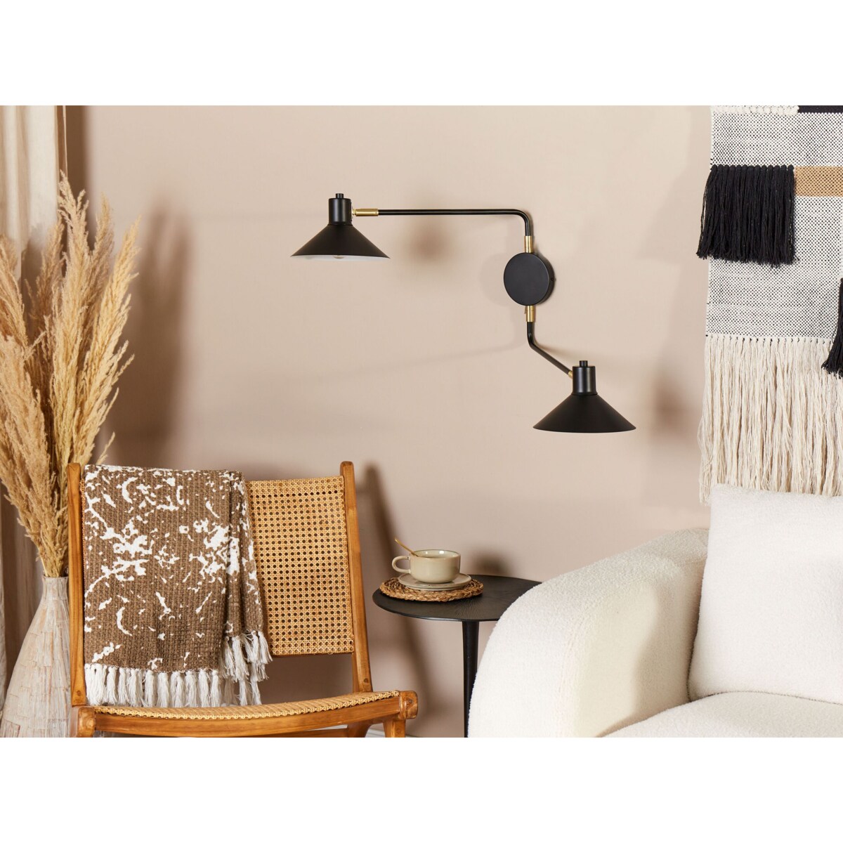 Lampa ścienna metalowa 2-punktowa czarna KADASSA