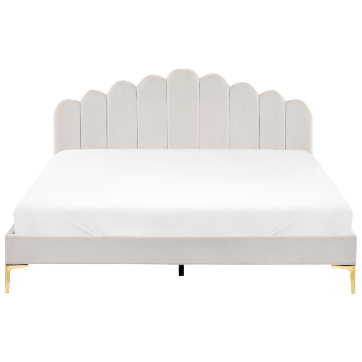 Łóżko Welur SAUVIAN 180 x 200 cm Złamana biel