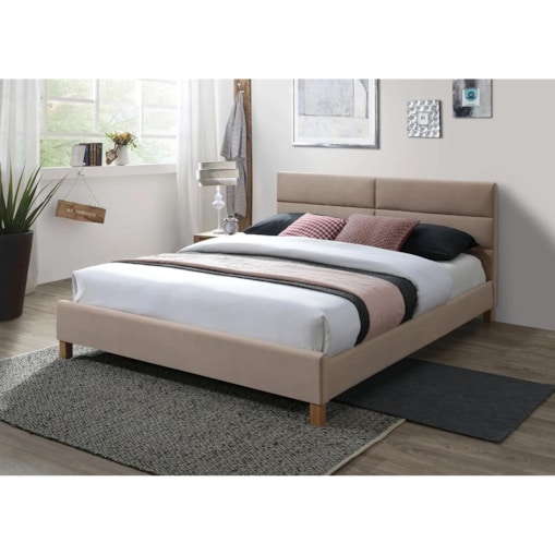 Łóżko tapicerowane SIERRA VELVET 160x200 beżowe