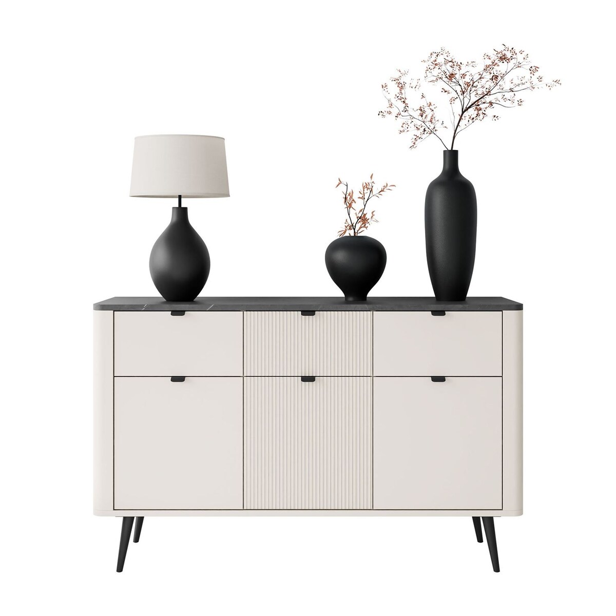 Komoda AUTUMN 3D3S na wysokich nóżkach, kaszmir / szary kamień